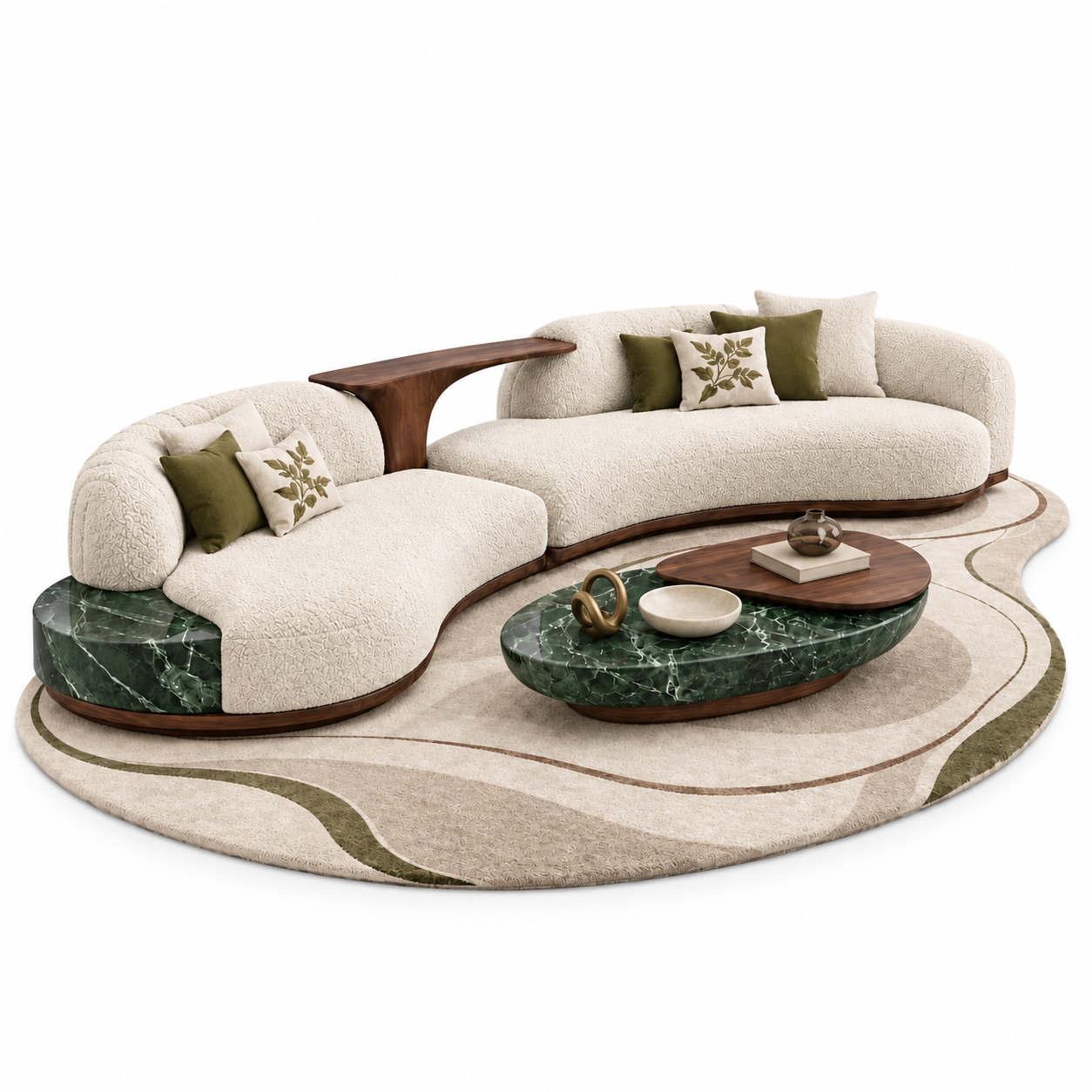 Curved Sofa Set on white