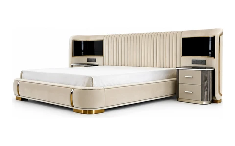 Solid wood double bed